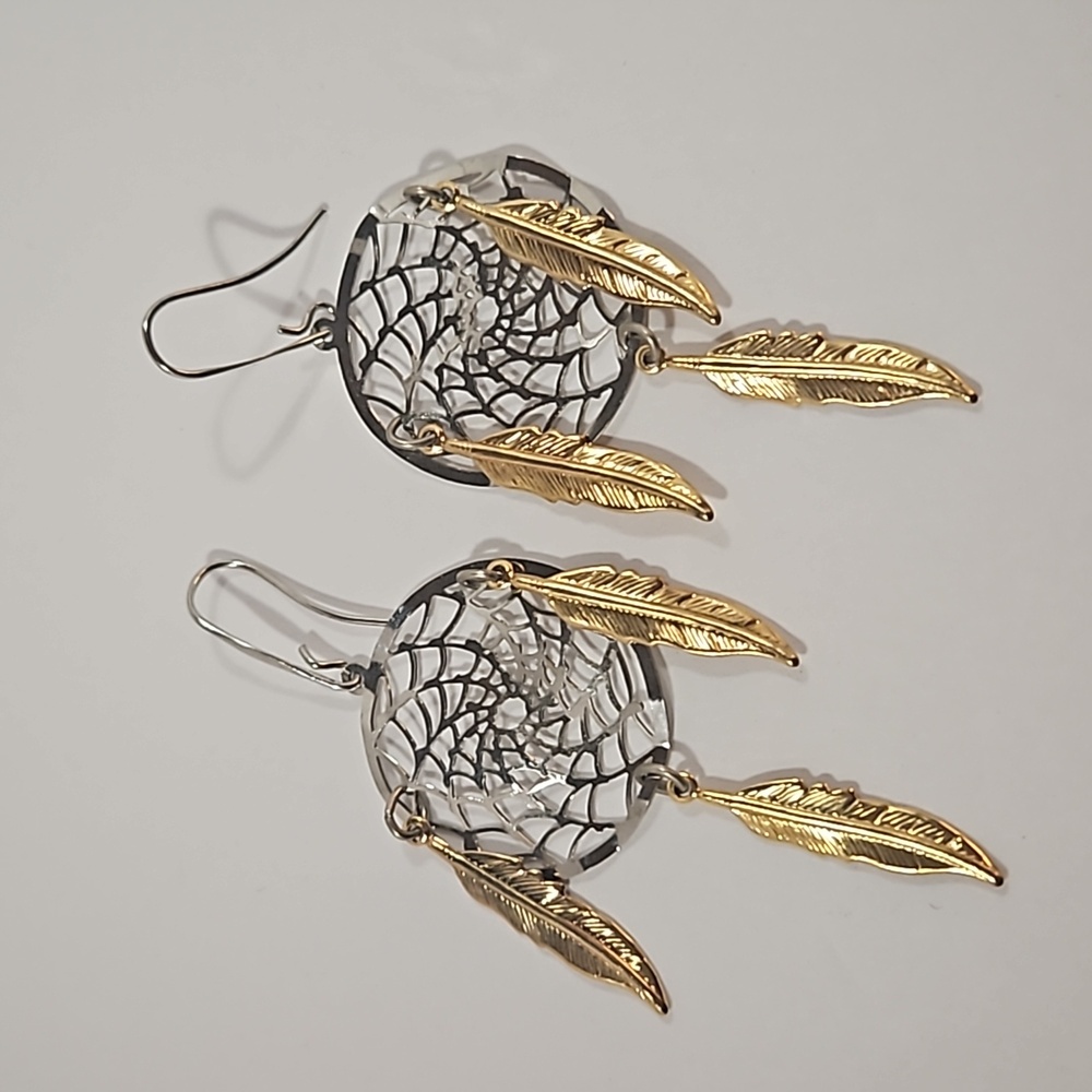 Dream Catcher-dangle Drop feather tassel dangle Earrings
